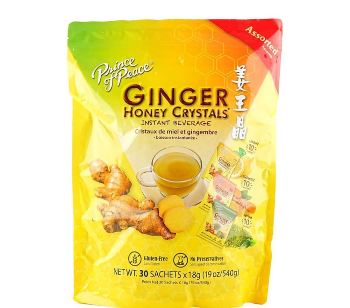 Prince of Peace Ginger Honey Crystals - Instant Beverage Assorted 30 pckt