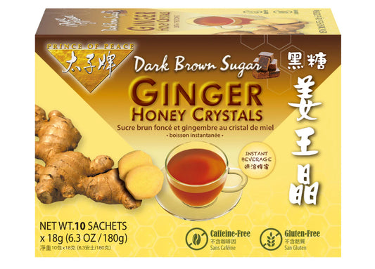 Prince of Peace Instant Dark Brown Sugar Ginger Honey Crystal, 10 sachets