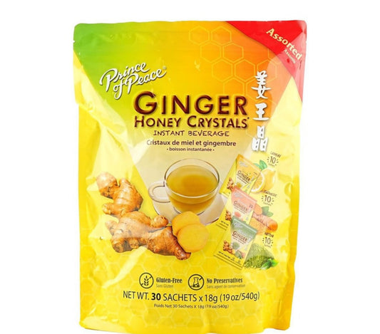 Prince of Peace Ginger Honey Crystals - Instant Beverage Assorted 30 pckt